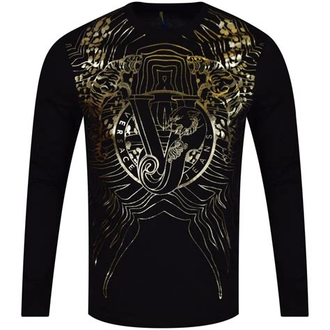 versace men gold t-shirt|Versace long sleeve t shirt.